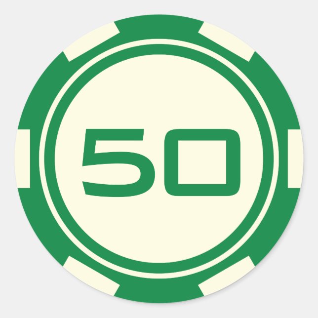 Sticker Rond Jeton de poker vert crème blanc Casino Anniversair (Devant)