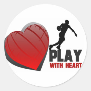 Sticker Rond Jeu avec le basket-ball de coeur