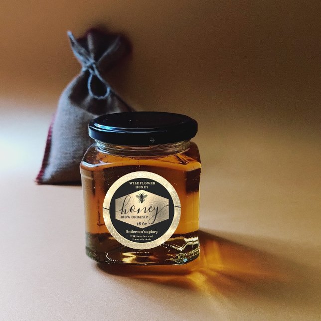 Sticker Rond Jeu d'abeille dorée moderne séduisant (Créateur téléchargé)