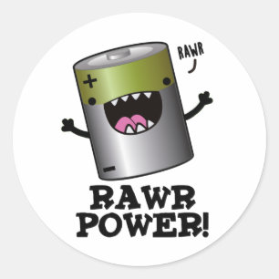 Sticker Rond Jeu de batterie Rawy Power Funny