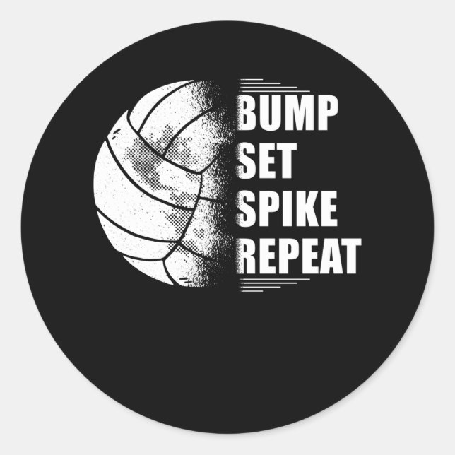 Sticker Rond Jeu de bosses de volleyball Spike Répétition (Devant)