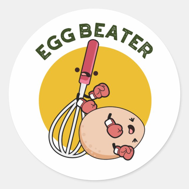 Sticker Rond Jeu de boxe amusant de beatère d'oeufs (Devant)