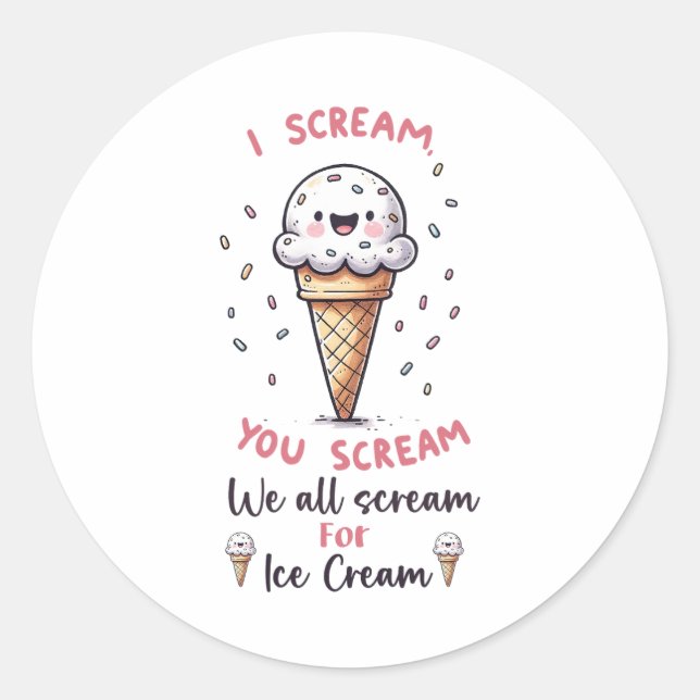 Sticker Rond Jeu de crème glacée mignonne (Devant)
