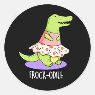 Sticker Rond Jeu de crocodile drôle de roche jonché Pun de croc