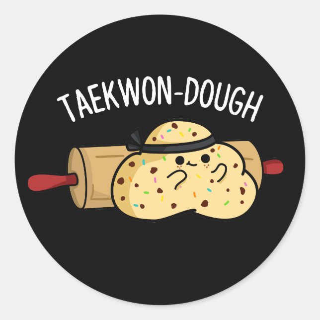 Sticker Rond Jeu de cuisson amusant de taekwon-Dough Dark BG (Devant)