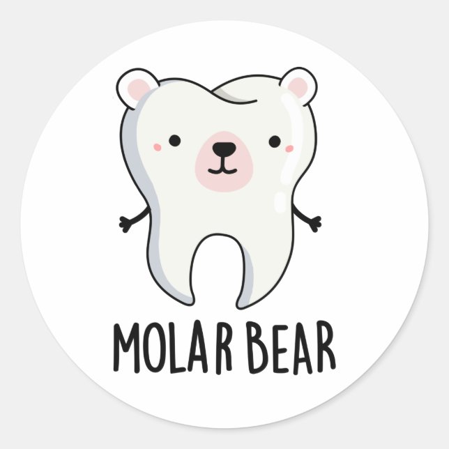 Sticker Rond Jeu de dent amusant de l'ours molaire (Devant)