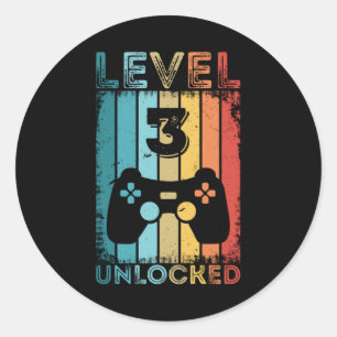 Sticker Rond Jeu de niveau 3 déverrouillé 3e anniversaire Gam