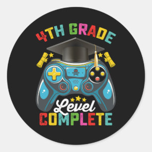 Sticker Rond Jeu de niveau 4e de fin d'études Gamer
