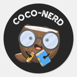 Sticker Rond Jeu de noix de coco nerd drôle de fruits de coco B
