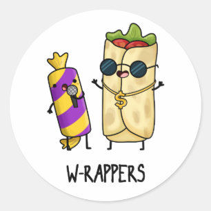 Sticker Rond Jeu de nourriture amusant pour rappeurs W