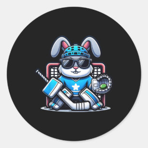 Sticker Rond Jeu de Pâques Hockey sur glace gardien de but Homm