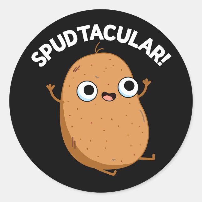 Sticker Rond Jeu de pomme de terre amusant Spudtacular BG foncé (Devant)