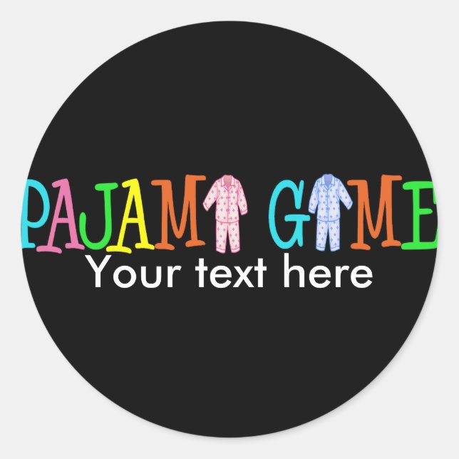 Sticker Rond Jeu De Pyjama Customisez-Le ! (Devant)