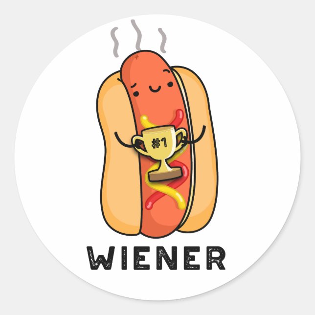 Sticker Rond Jeu de saucisse drôle Wiener (Devant)