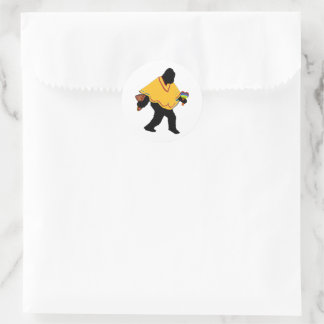 Sticker Rond Jeu de squatchine avec Poncho