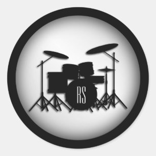 Sticker Rond Jeu de tambour Monogramme Argent