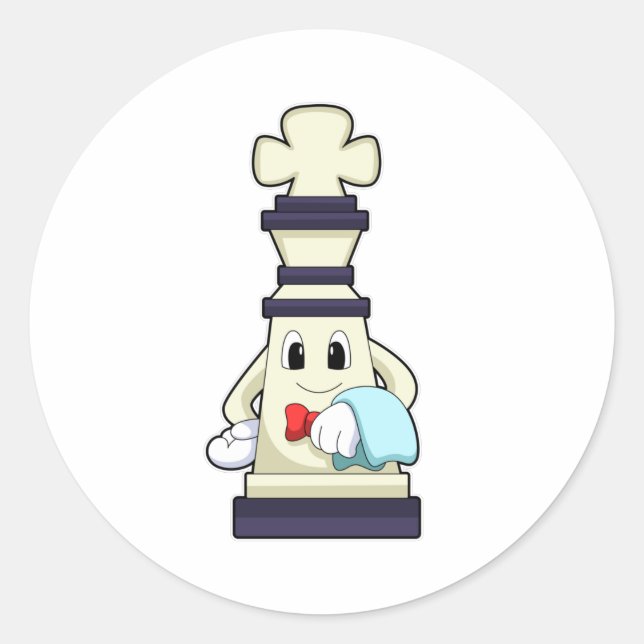 Sticker Rond Jeu d'échecs King comme serveur avec serviette (Devant)
