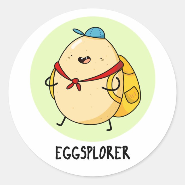 Sticker Rond Jeu d'explorateur d'oeufs amusant (Devant)