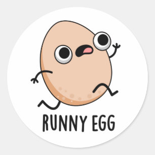 Sticker Rond Jeu d'Oeuf Roulant Drôle Coureur d'Oeufs Pun