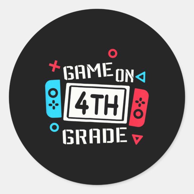 Sticker Rond Jeu Garçons de 4e année Enfants de 4e année Retour (Devant)