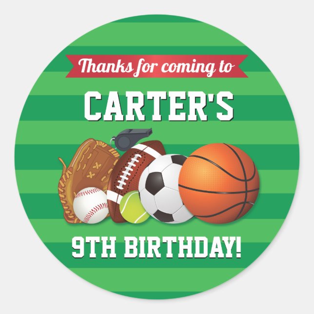 Sticker Rond Jeu Jour Sports Équipe Anniversaire (Devant)