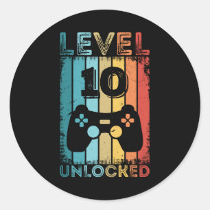 Sticker Rond Jeu niveau 10 déverrouillé 10e anniversaire Jeu ca