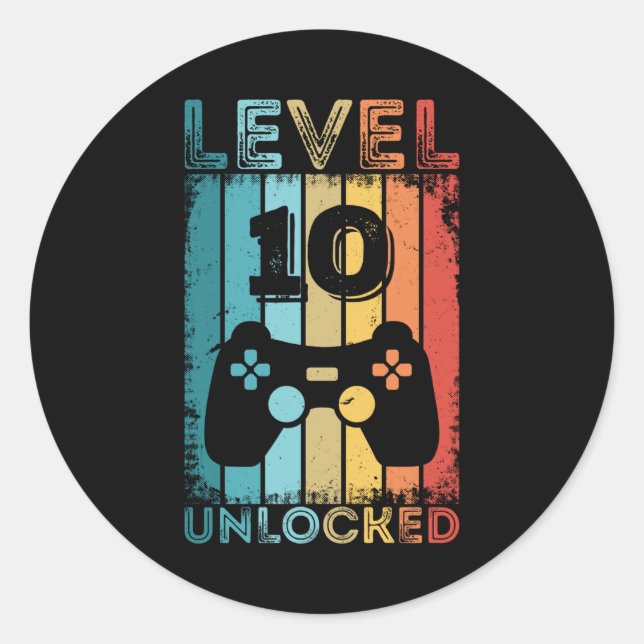 Sticker Rond Jeu niveau 10 déverrouillé 10e anniversaire Jeu ca (Devant)
