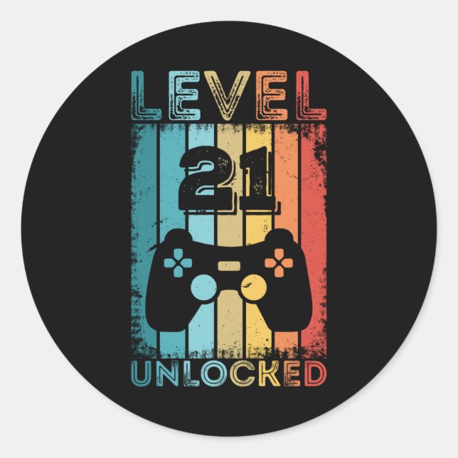 Sticker Rond Jeu niveau 21 déverrouillé 21ème anniversaire Jeu  (Devant)