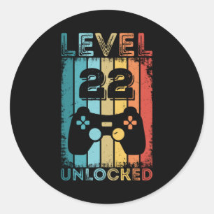 Sticker Rond Jeu niveau 22 déverrouillé 22e jeu cadeau d'annive