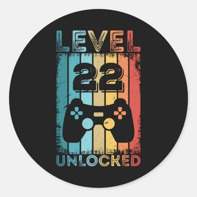 Sticker Rond Jeu niveau 22 déverrouillé 22e jeu cadeau d'annive (Devant)