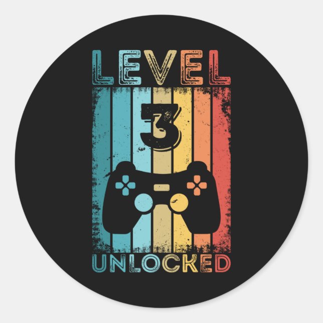 Sticker Rond Jeu niveau 3 déverrouillé 3ème anniversaire Jeu ca (Devant)