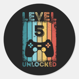 Sticker Rond Jeu niveau 5 déverrouillé 5e anniversaire Jeu cade
