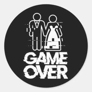 Sticker Rond Jeu sur Glitch Bride Groom Drôle Mariage