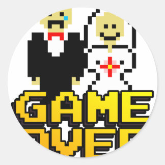 Sticker Rond Jeu sur le mariage (8 bits)