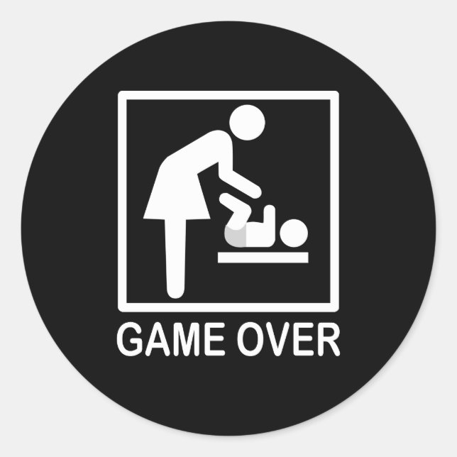 Sticker Rond Jeu sur maman humoristique Pictogramme (Devant)