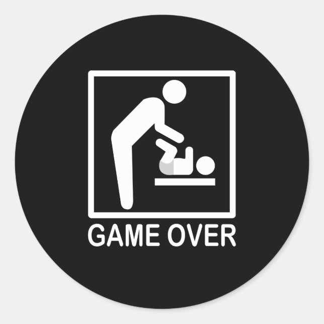 Sticker Rond Jeu sur papa Drôle Pictogramme (Devant)