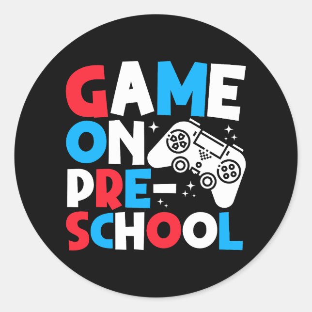 Sticker Rond Jeu Sur Pré-École Grade Funny Anniversaire Jeu De  (Devant)