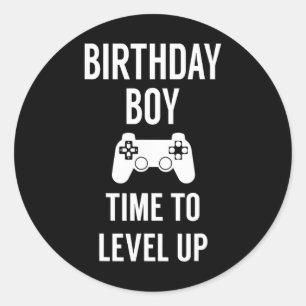 Sticker Rond Jeu Vidéo de garçon fête d'anniversaire