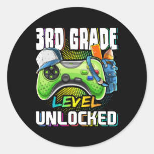 Sticker Rond Jeu vidéo déverrouillé de 3e année à l'école