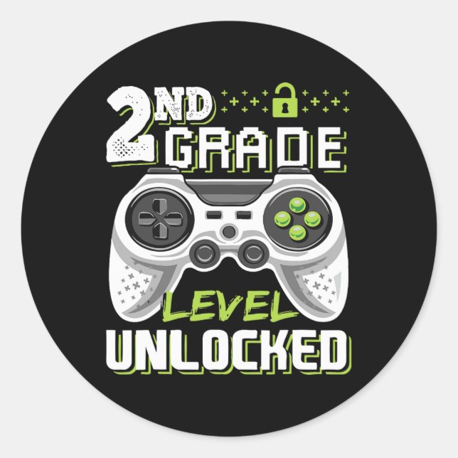 Sticker Rond Jeu Vidéo Déverrouillé De Niveau Secondaire Retour (Devant)