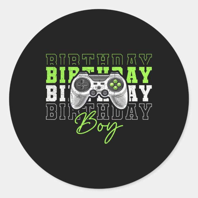 Sticker Rond Jeu Vidéo Garçon Anniversaire Fête Pour Garçons En (Devant)