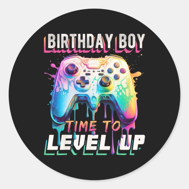 Sticker Rond Jeu Vidéo Jeu Anniversaire Fête Garçon (Devant)
