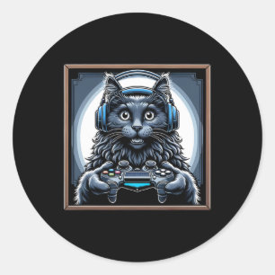 Sticker Rond Jeu vidéo Nebelung jeu de chat