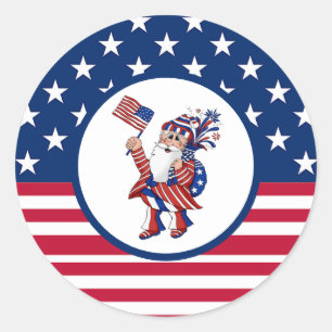 Sticker Rond Jeudi Patriotique 4 Juillet Américain Drapeau Père