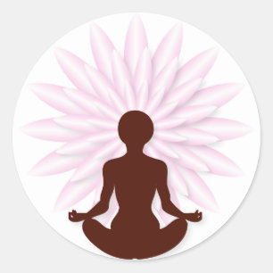 Sticker Rond Jeune fille pratiquant le yoga