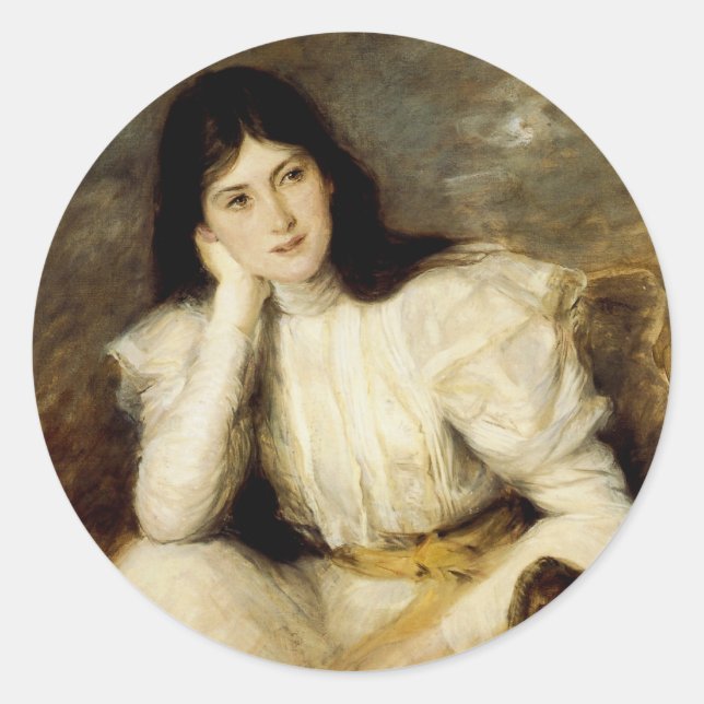 Sticker Rond Jeune Fille Reveuse, Portrait de Berthi Capel (Devant)