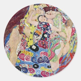 Sticker Rond Jeune fille (Vierge), Gustav Klimt, Art nouveau vi
