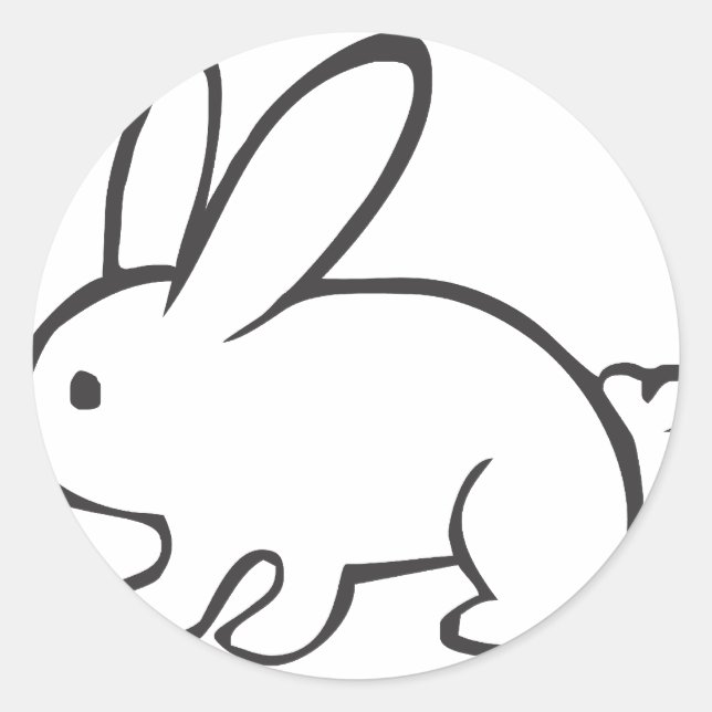 Sticker Rond Jeune lapin en noir et blanc (Devant)