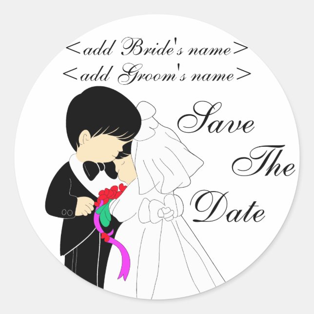 Sticker Rond Jeune mariée et fille (Devant)