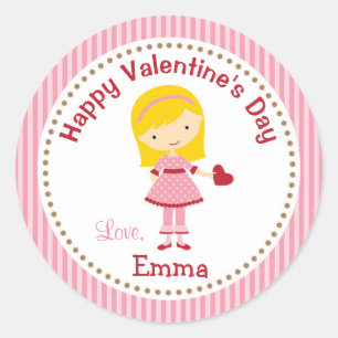 Sticker Rond Jeunes chevaliers de la Saint-Valentin (rose) - Ch